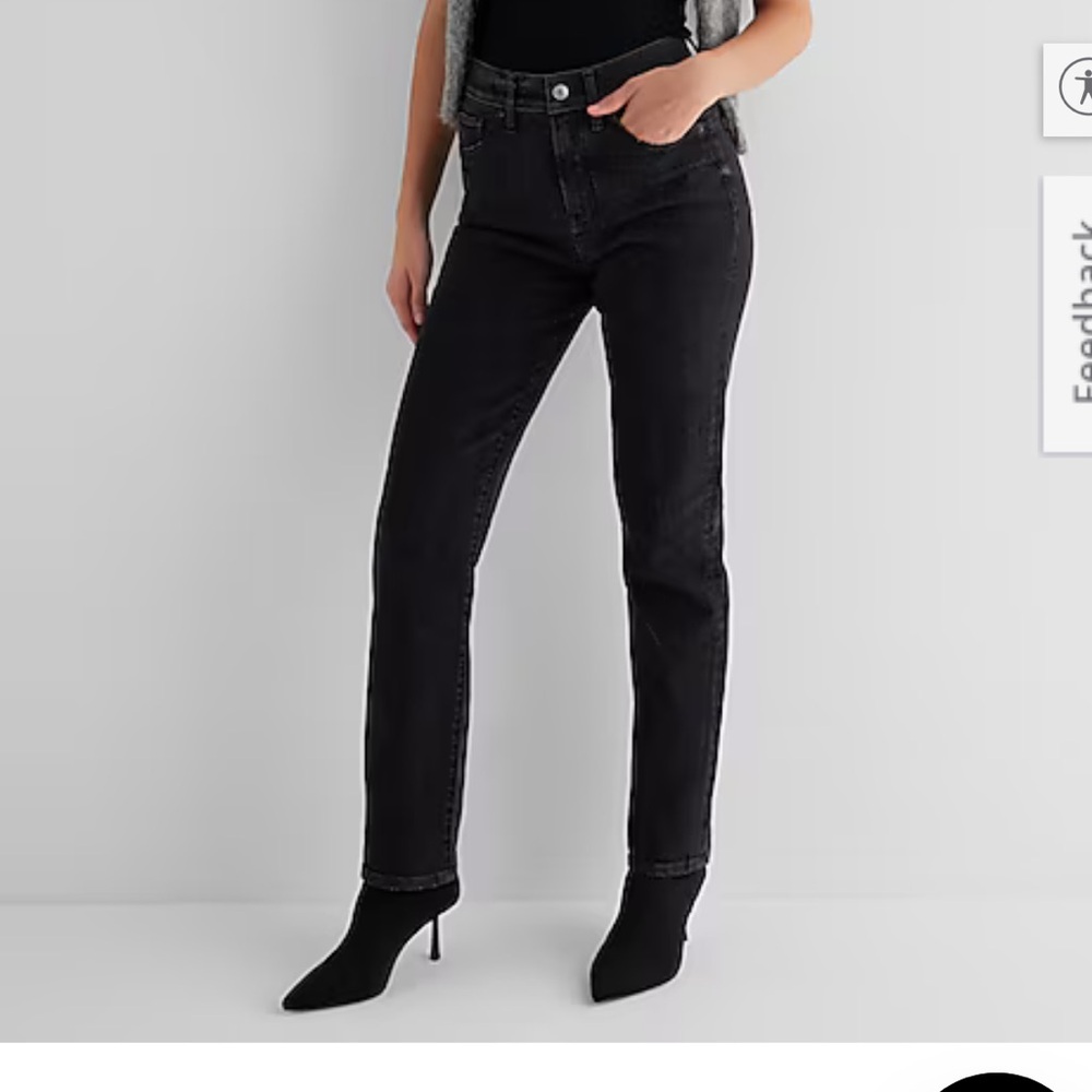 High Waisted Black Modern Straight Jeans